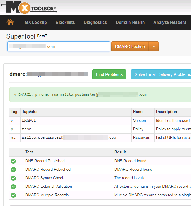 Verify the DMARC record is active