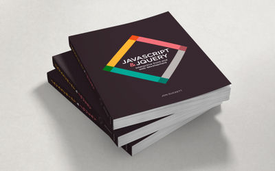 Photo of three copies of JavaScript and jQuery book in a stack