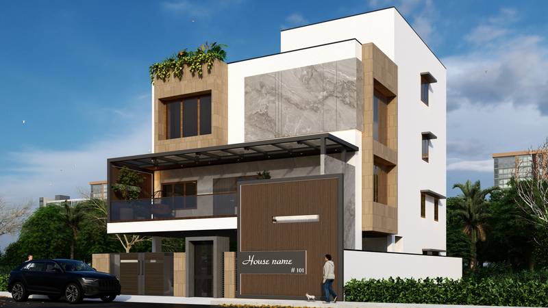 Mr. Sumanth Residence — Modern residential facade design by Decofy Studios