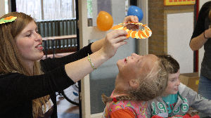 Volunteers for holiday day care for children with disabilities