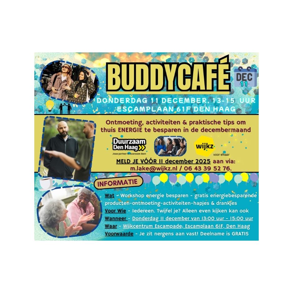 Buddycafé (thema energie besparen in de decembermaand)
