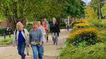 Gezellig wandelend het groen van de stad ontdekken?