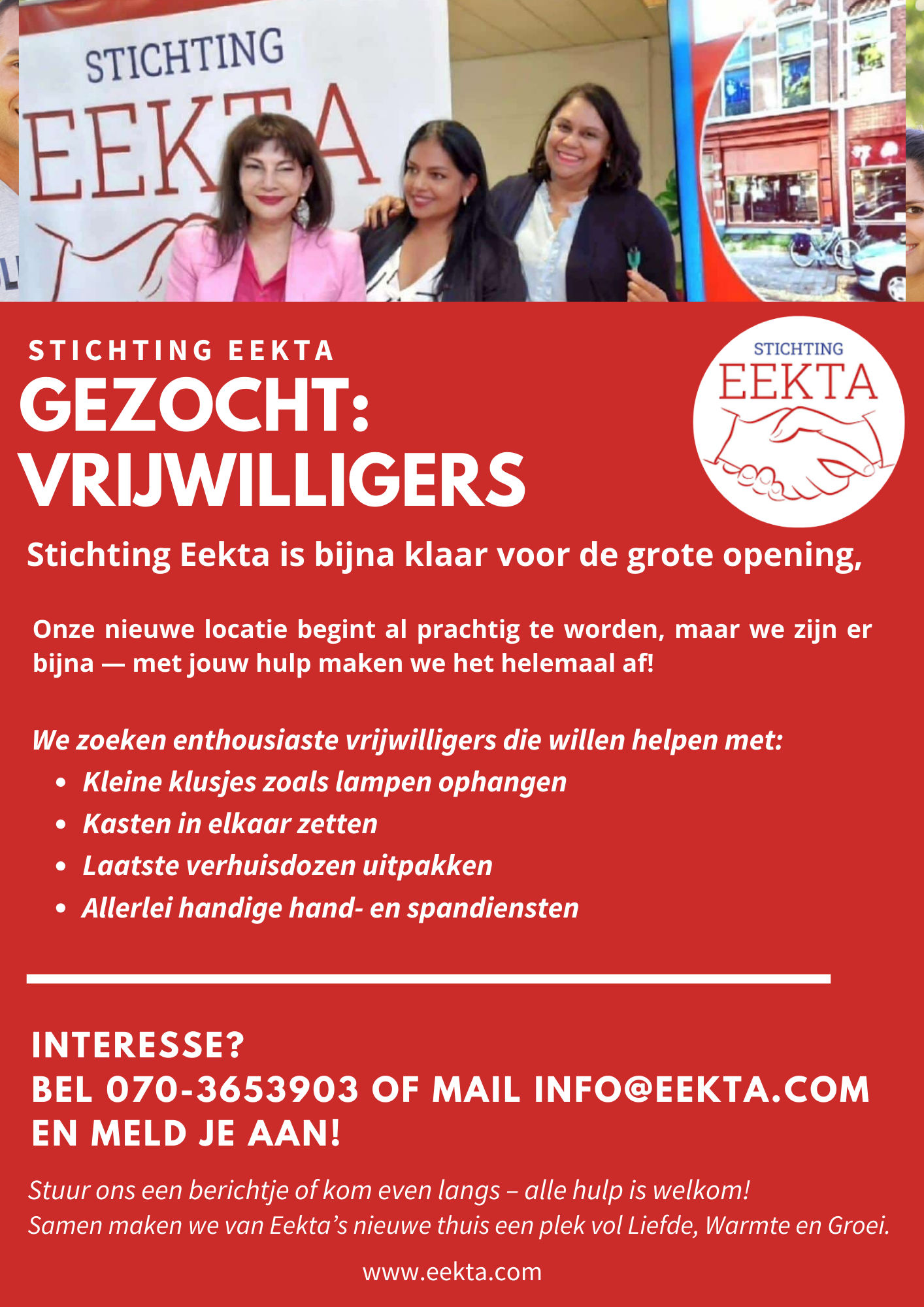 Vrijwilligers gezocht! Help jij mee aan onze locatie aan de Regentesselaan