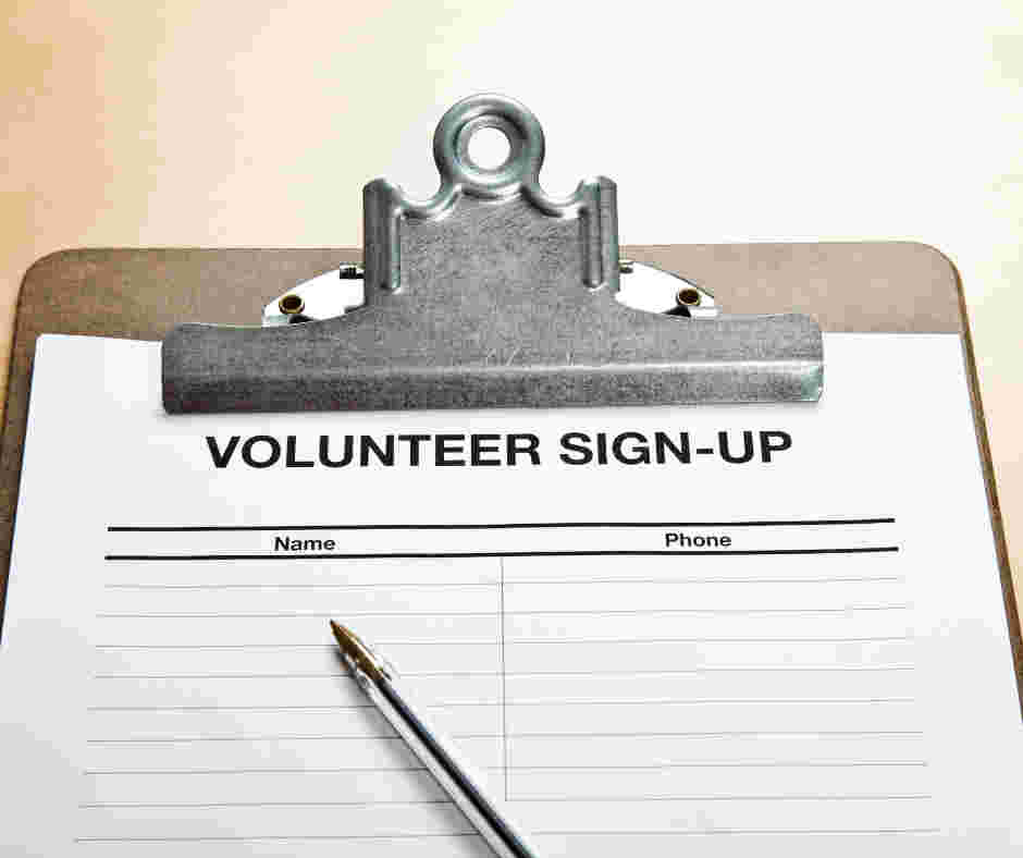 clipboard for volunteer sign up