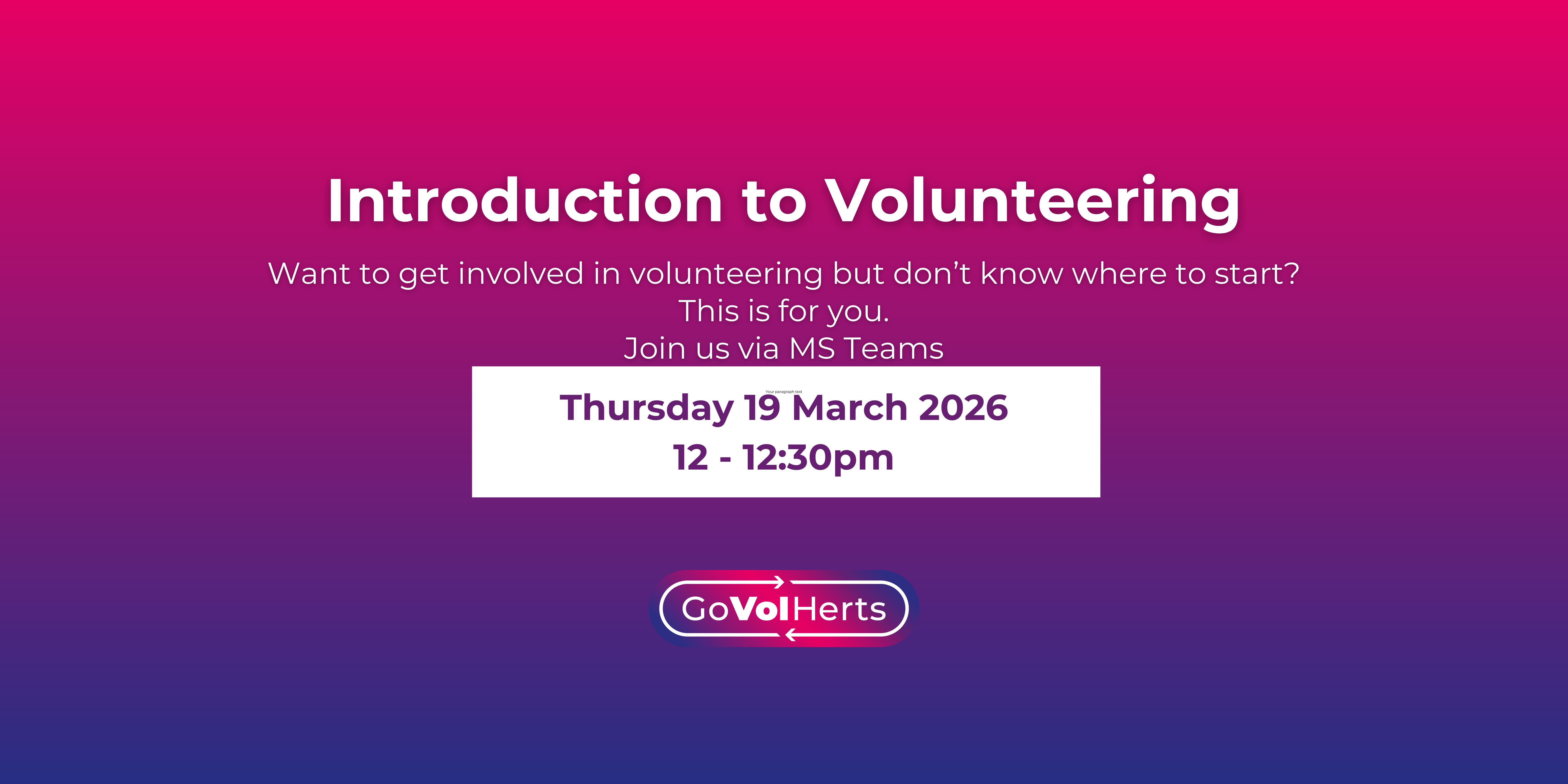 Introduction to Volunteering
