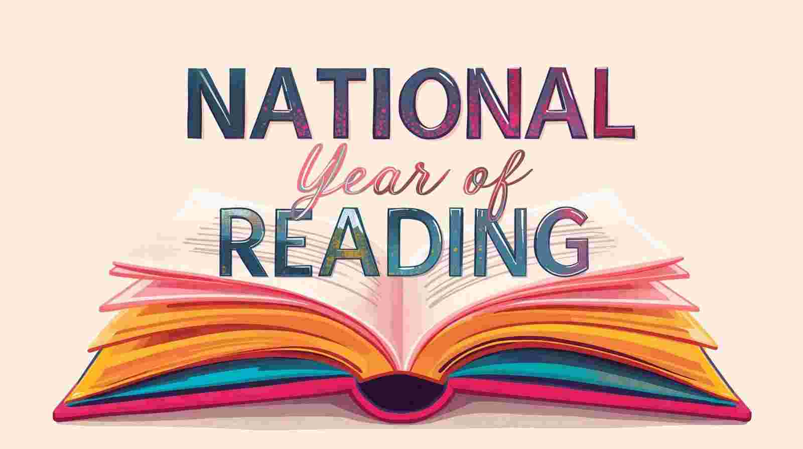 open book with national year of Reading above it