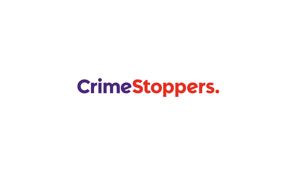 Crime in purple font, Stoppers. in orange font