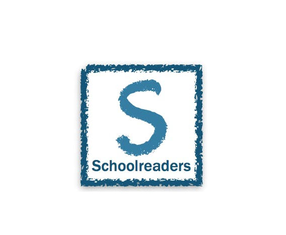a graphic with a blue box containing a large letter S and the text Schoolreaders