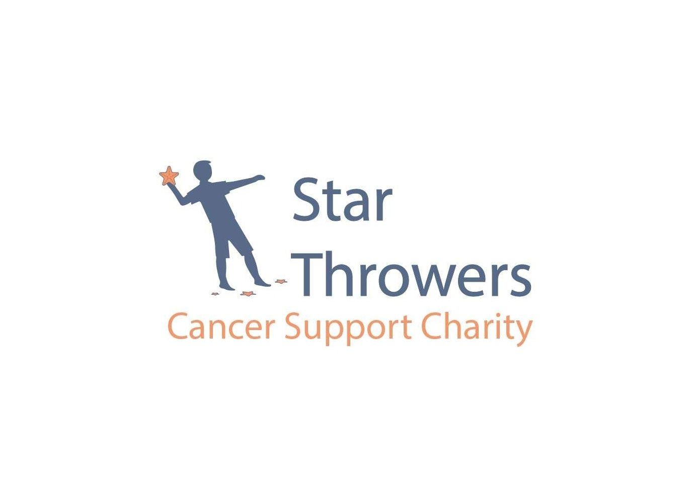 A figure throwing a star next to the words Star Throwers Cancer Support Charity