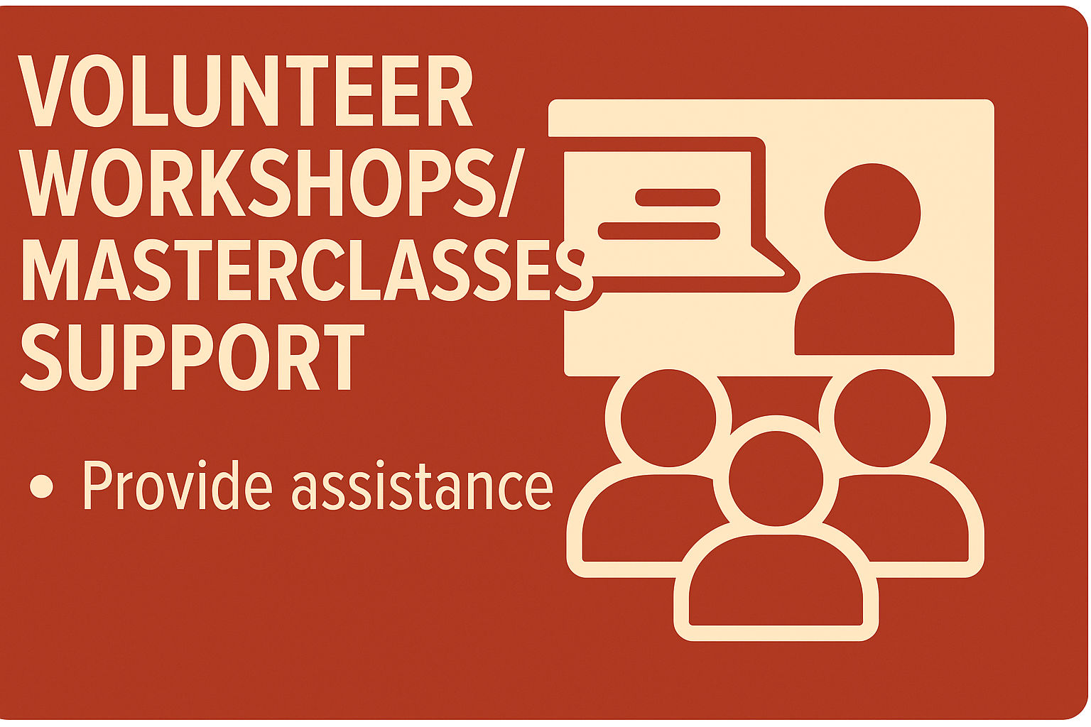 Support our workshops and side activities! You'll never be bored!