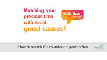 Text reads: Matching your precious time with local good causes. How to search for volunteer opportunities. There is the Volunteer Cambs logo which is a bright speech bubble of a gradient of pink and yellow. There is the Support Cambridgeshire logo in the bottom right corner.