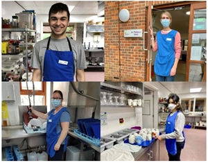 Kitchen volunteers on the Inpatient Unit