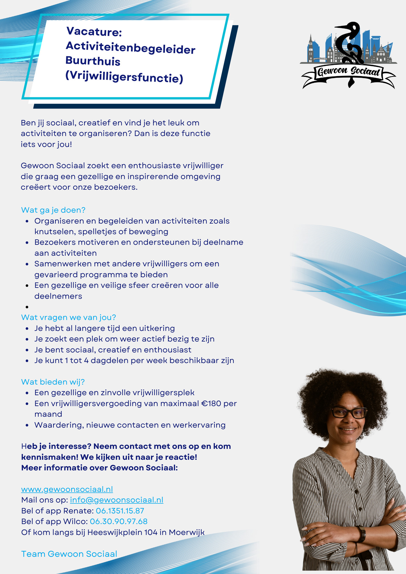 Vacancy: Community Center Activity Supervisor (Volunteer position)