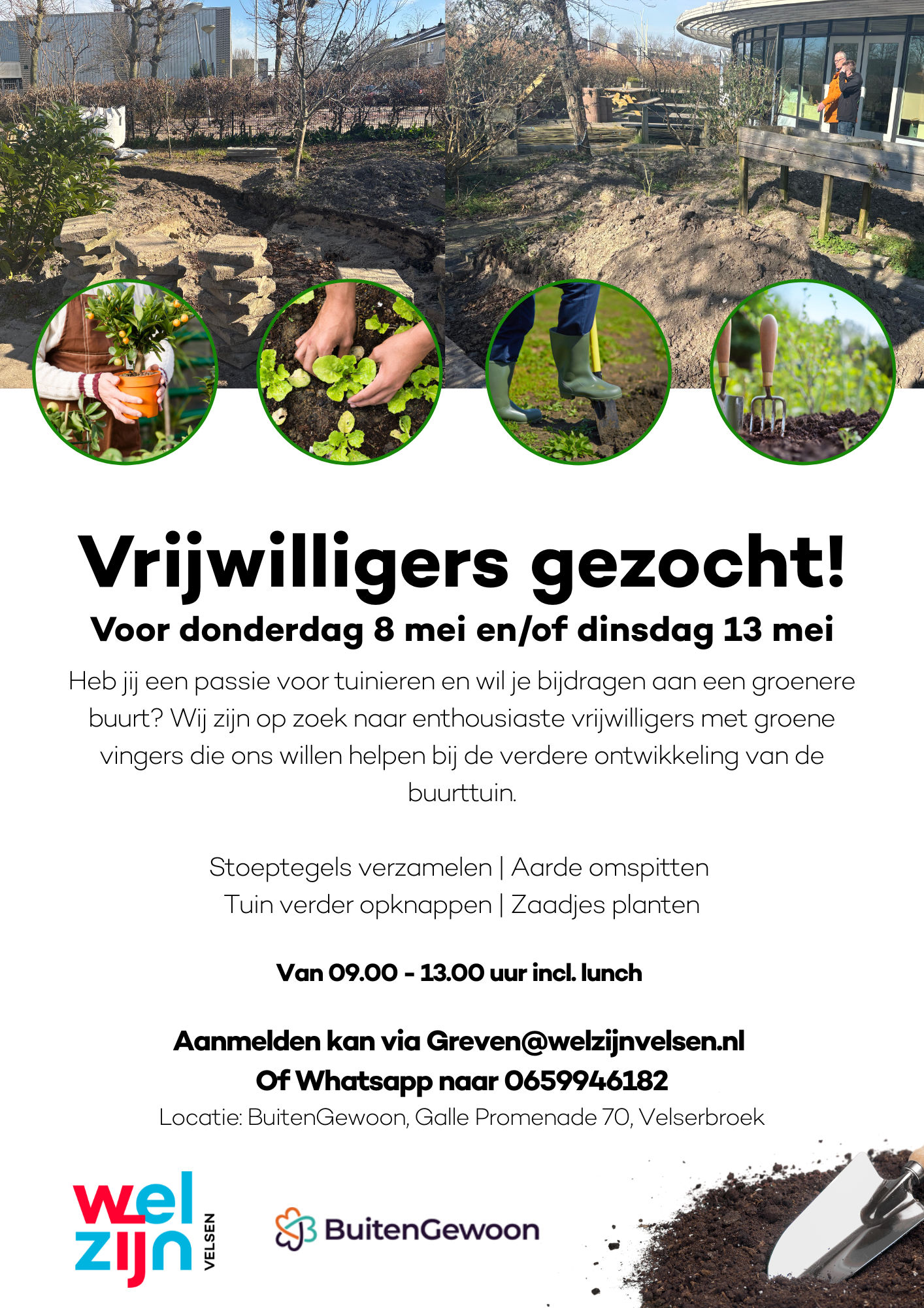 Twee ochtendjes hulp gezocht: Buurttuin in Velserbroek!