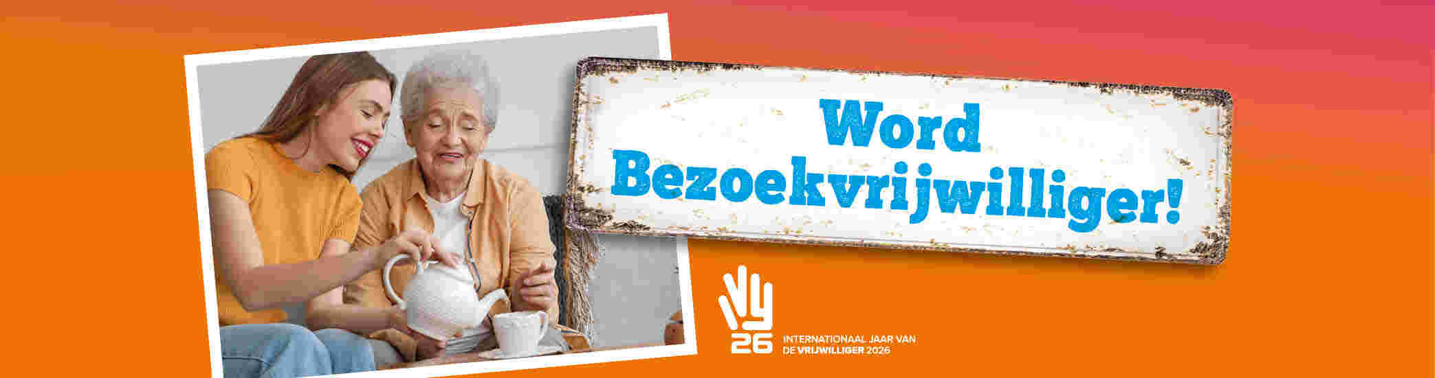 Webbanner met tekst: word bezoekvrijwilliger