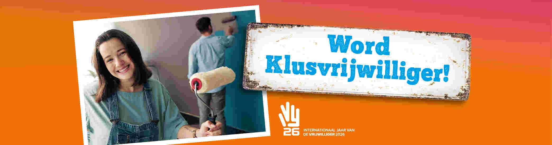Webbanner met tekst: word klusvrijwilliger