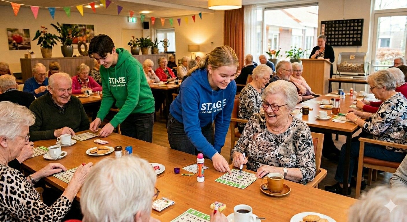 Helpen tijdens de Bingo voor senioren
