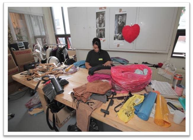 Clothing sorting employee