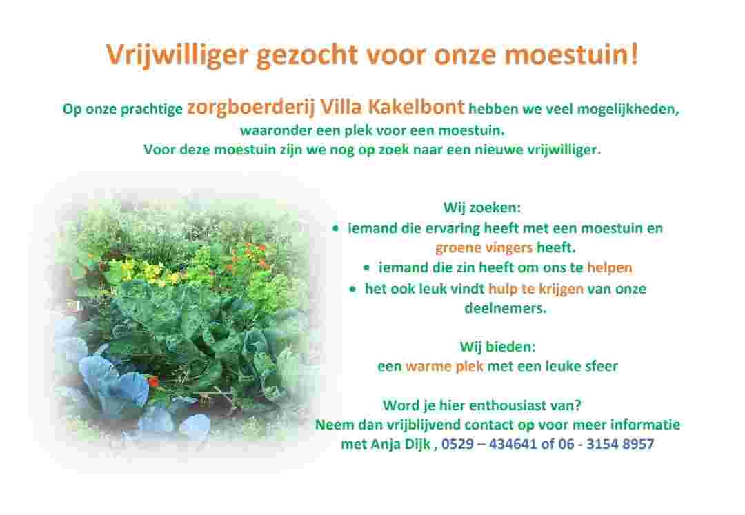 Gevraagd vrijwilliger voor onze moestuin