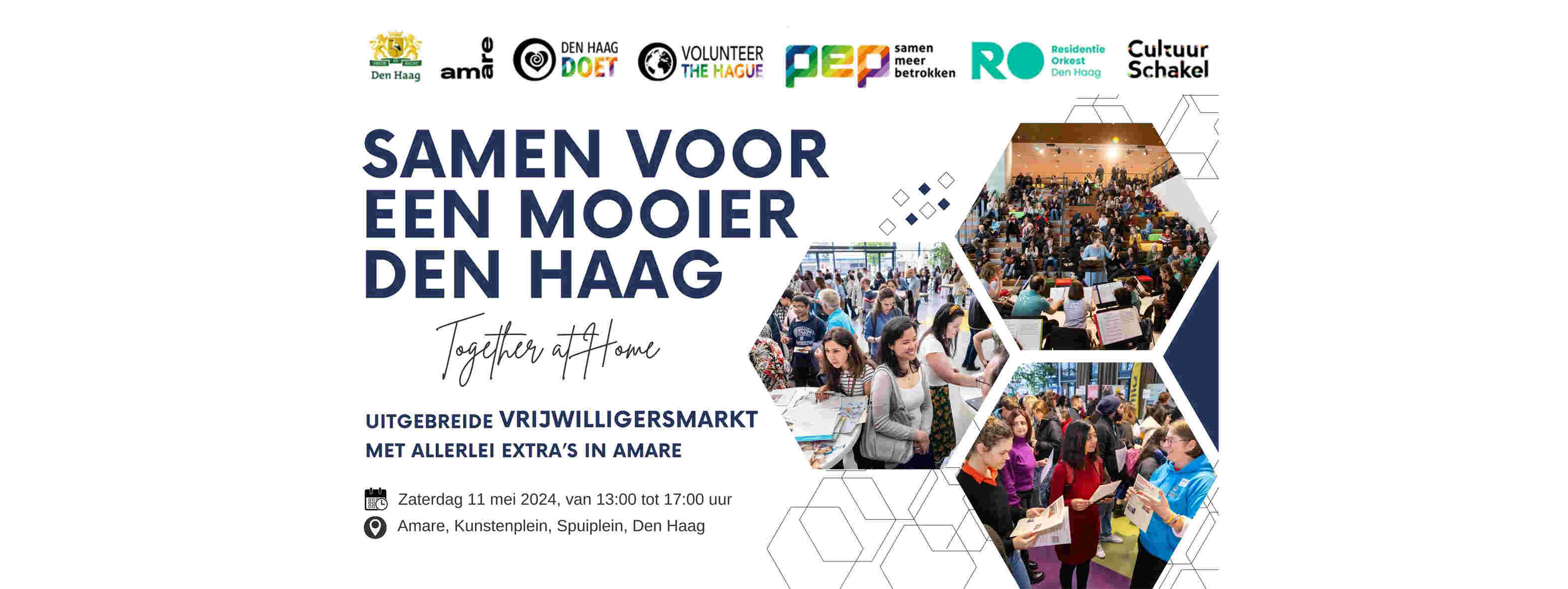 13:30 - 14:00 Presentatie “Verborgen parels uit eigen stad” door Harry Bogers, Gids bij het Gilde Den Haag  14:15 - 14:45 Presentatie "Zelfzorg zonder grenzen." door Inge Kuiper en Bas Odems, Preventiedeskundigen bij Indigo Preventie Haaglanden  15:00 - 15:30 Presentatie "Ontwikkel jezelf, Versterk je Missie: Vrijwilligers in Bloei!" door Fatma Aktaş, Oprichter en Directeur van Stichting Avrasya en Nihad Bourouaha, sociaal werker  15:45 - 16:15 Presentatie “Vrijwilligersgeluk: De magie van geven en ontvangen!” door Gert-Jan Aleman, directeur van PEP Den Haag