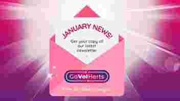 January Newsletter - pink envelope with an white letter coming out the top saying "January News"