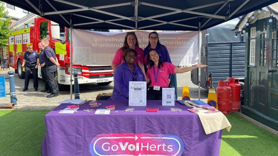 View overlooking Hitchin Market Place with gazebos and buildings