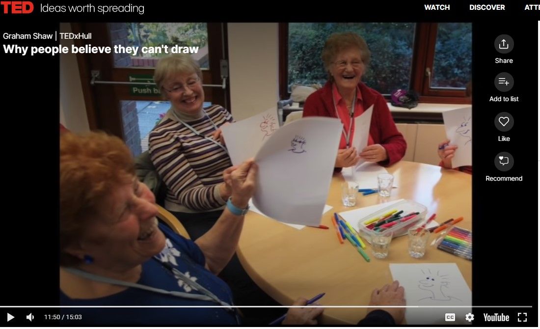 Using his skill as an art teacher Graham Shaw showcased on TED Talks, how just volunteering helped a group of stroke survivors.