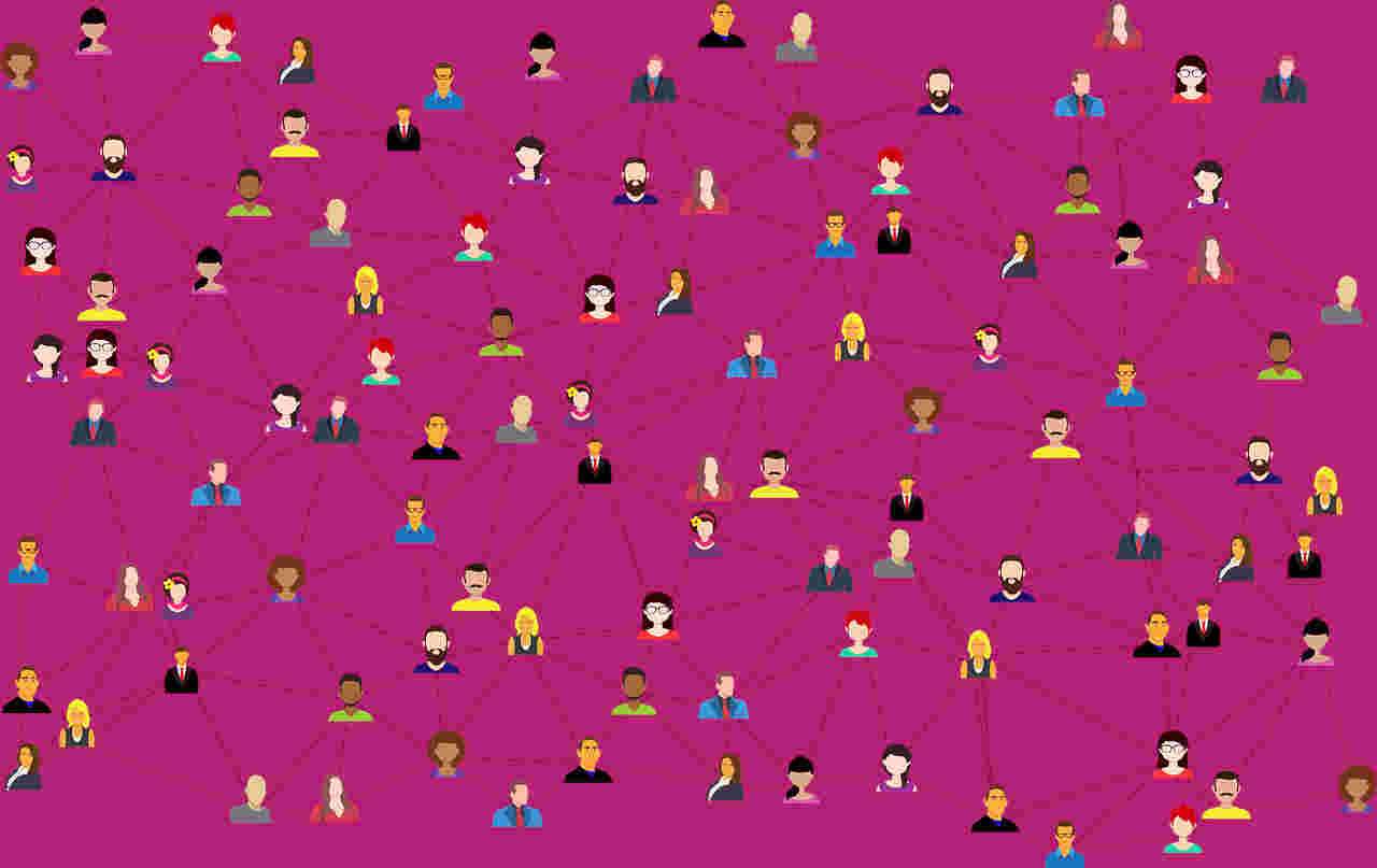 shows people connected with lines