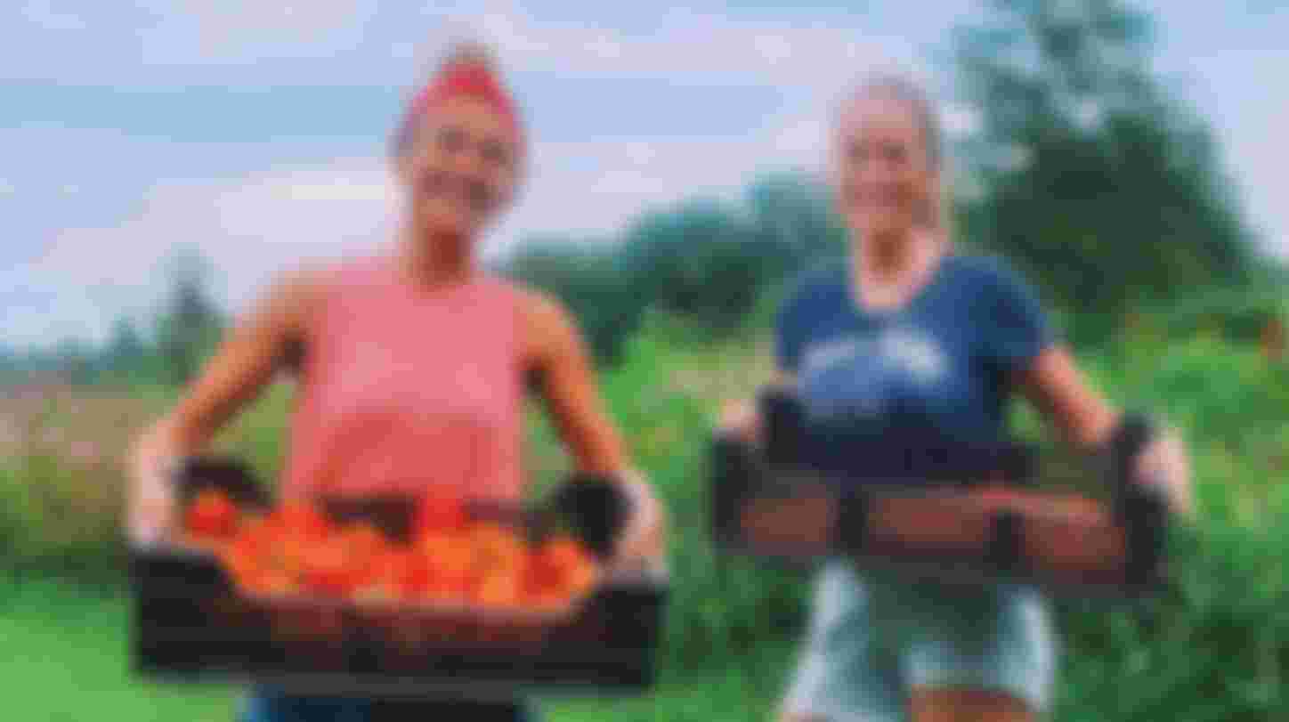 Werk mee op een moes- en bloemenpluktuin op historische grond