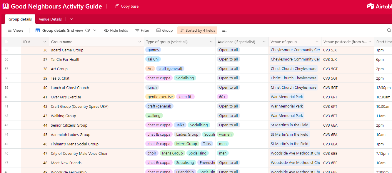 Research to update older people's social groups leaflet