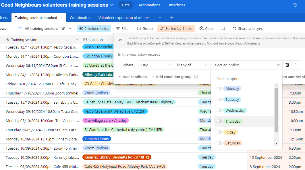 Phone support to help process volunteer applications
