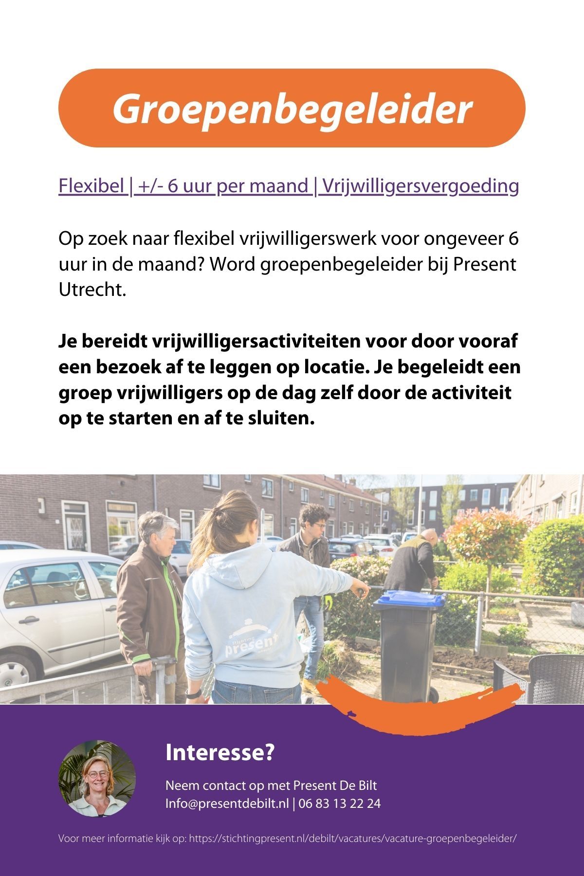 Groepenbegeleider van groep eenmalige vrijwilligers