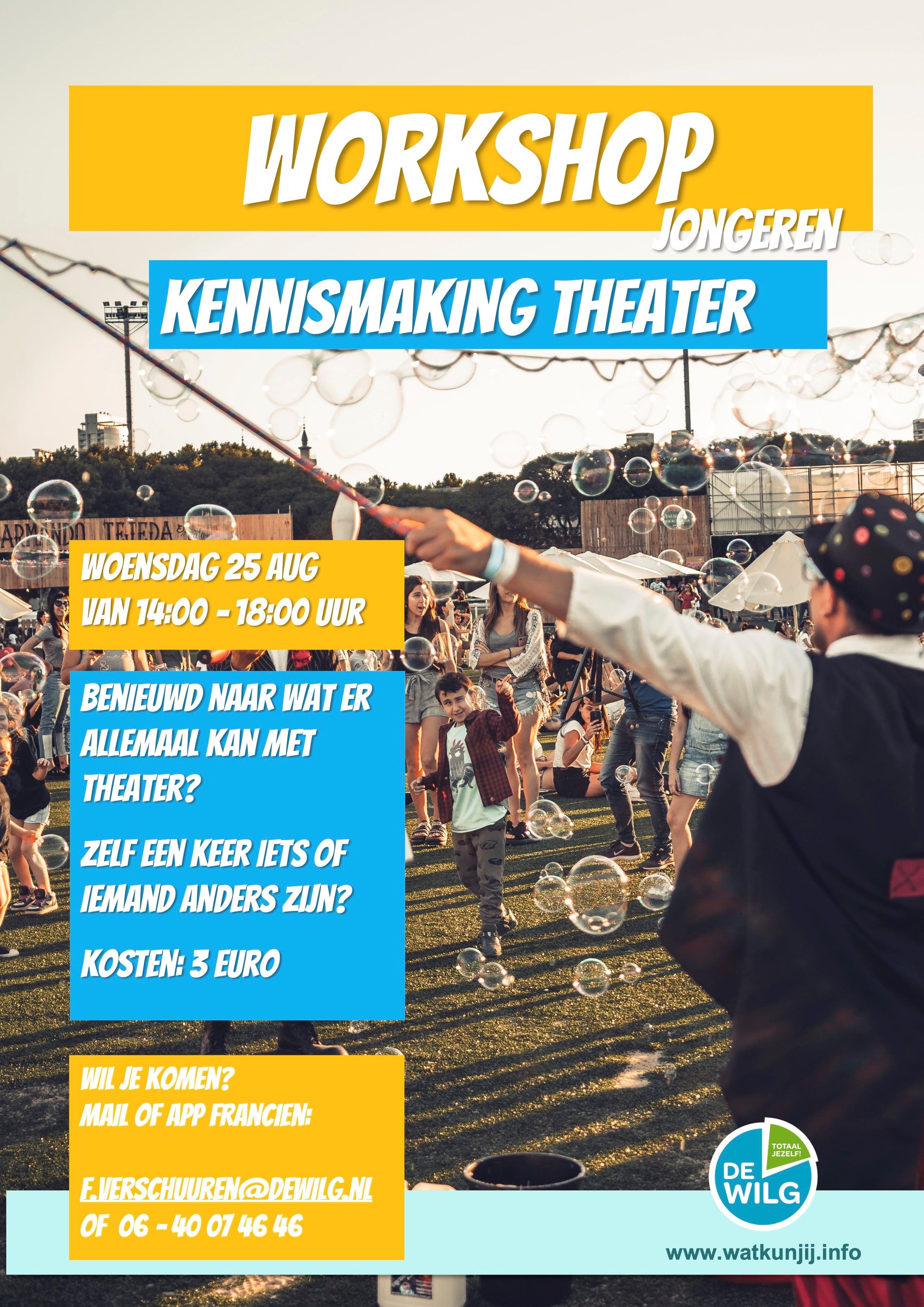 Vrijwilliger gezocht voor een theater workshop