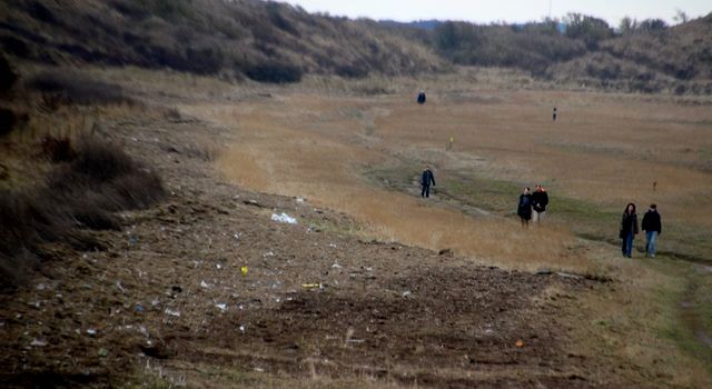 Blowing out air and garbage on Texel beach