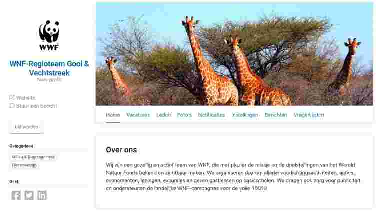 organisatiepagina Vrijwilligerscentrale