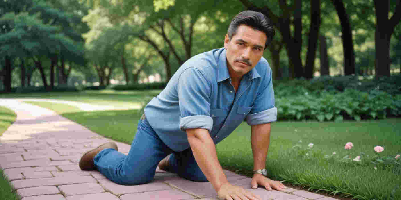 Kom jij de tegels bij deze meneer leggen, om zijn tuin van onkruid te redden?