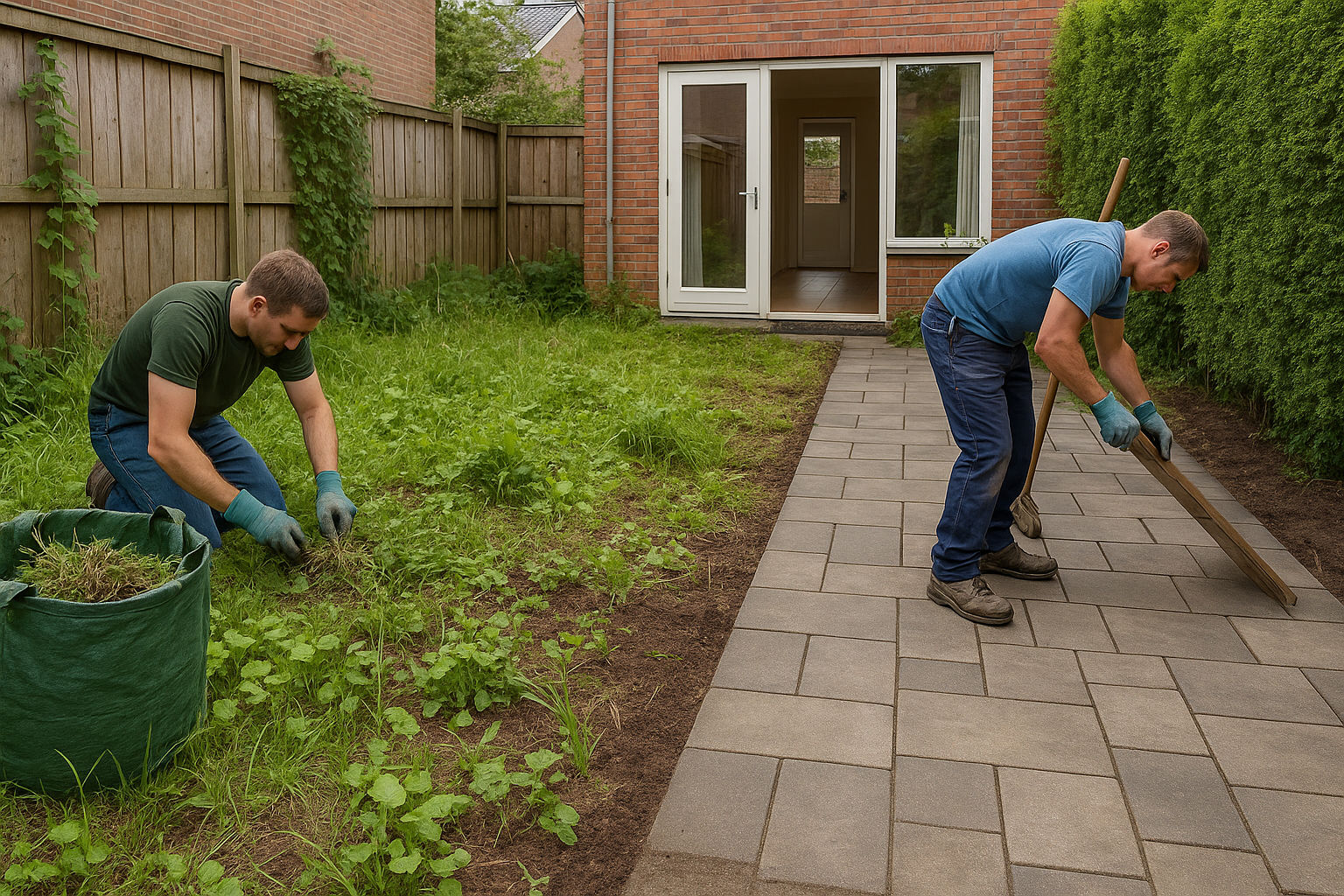 Tegel kwijt? Onkruid blij! Help jij mee deze tuin weer begaanbaar te maken?