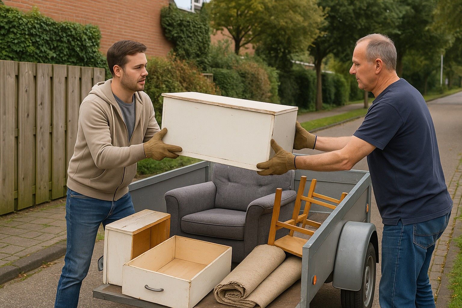 Help een oudere vrouw en haar dochter met het grofvuil