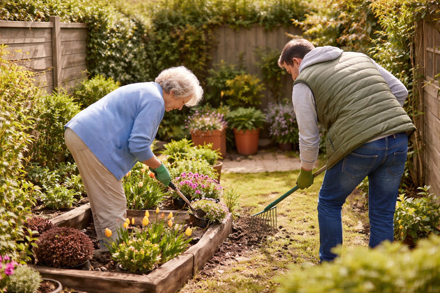 Help jij deze dame haar kleine tuin weer voorjaarsklaar te maken 🌱?