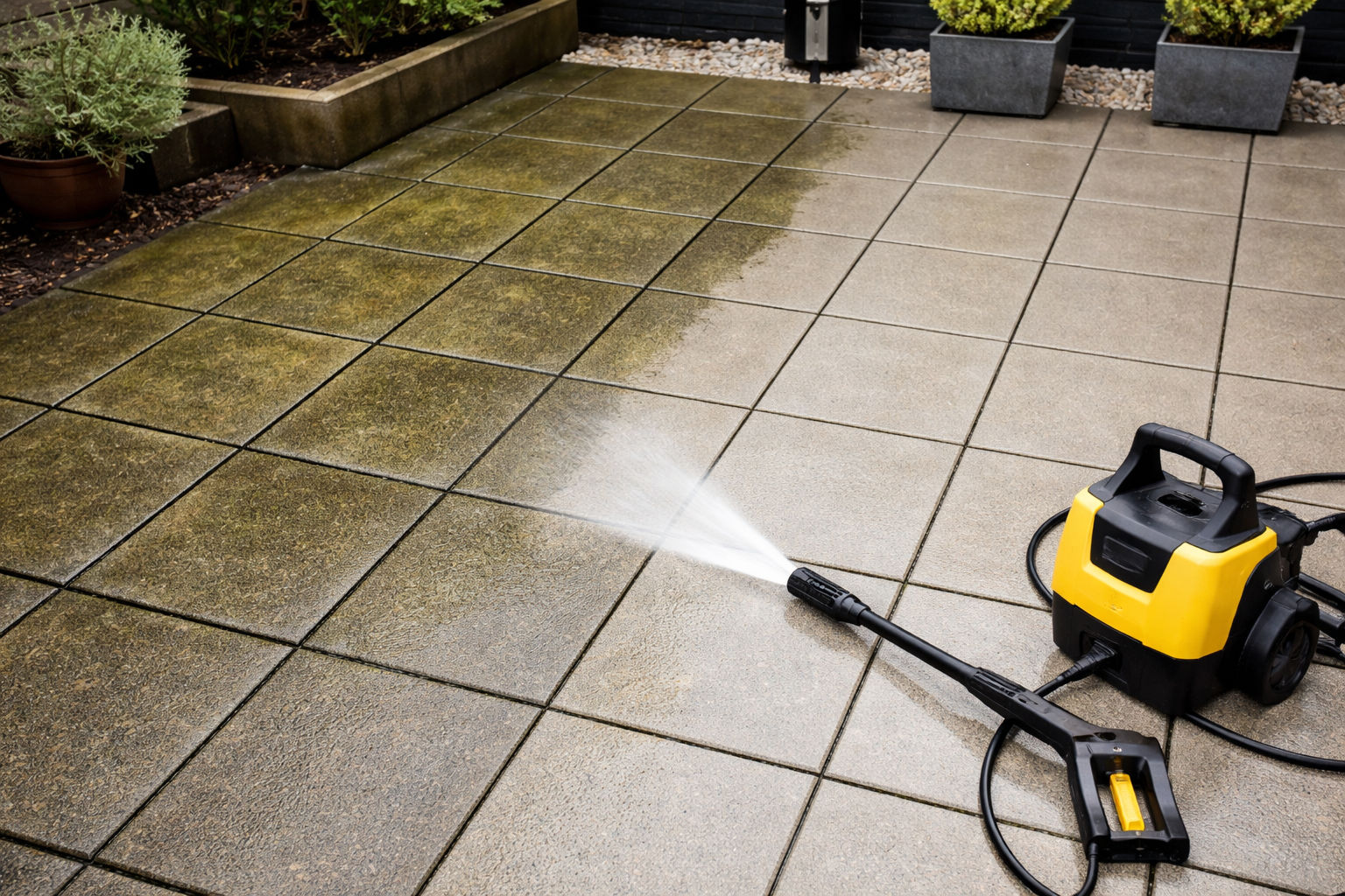 Wie helpt dit echtpaar de tuin weer stralend schoon te maken?