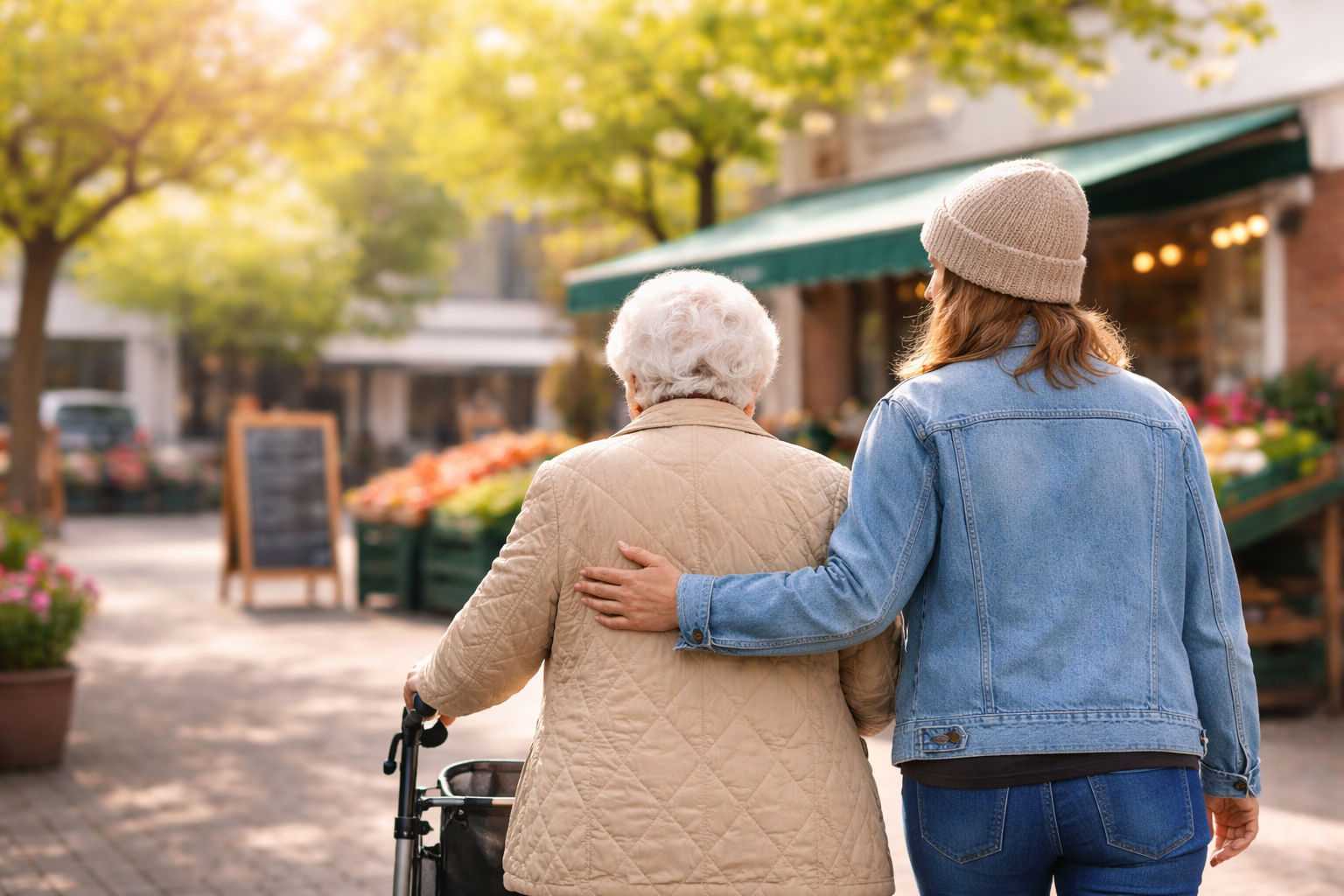 Samen boodschappen doen met en voor een dame (91)
