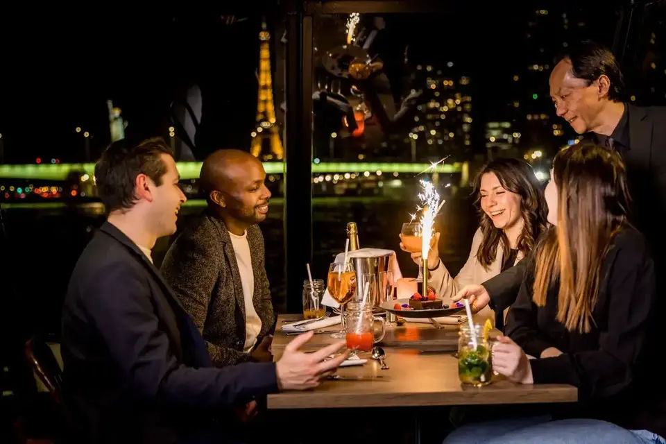  Seine Dinner Cruise (6PM), Eiffel Tower and Moulin Rouge Show with a Glass of Champagne