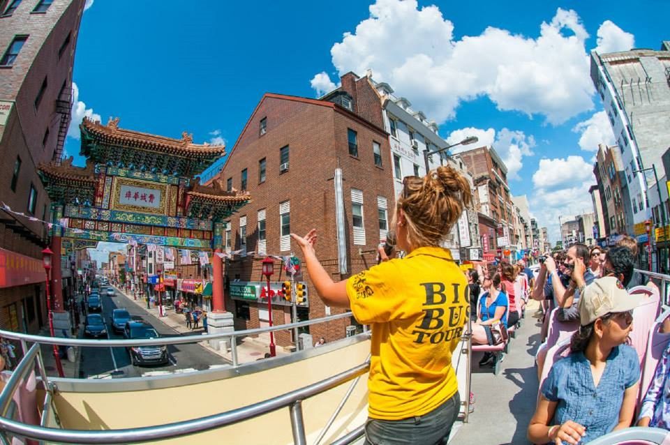Big Bus Hop-On Hop-Off Sightseeing Tour passing through Chinatown in Philadelphia, Pennsylvania
