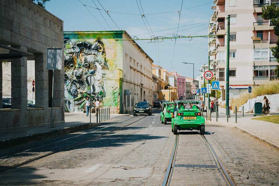 Lisbon Street Art Tour on an Electric Car