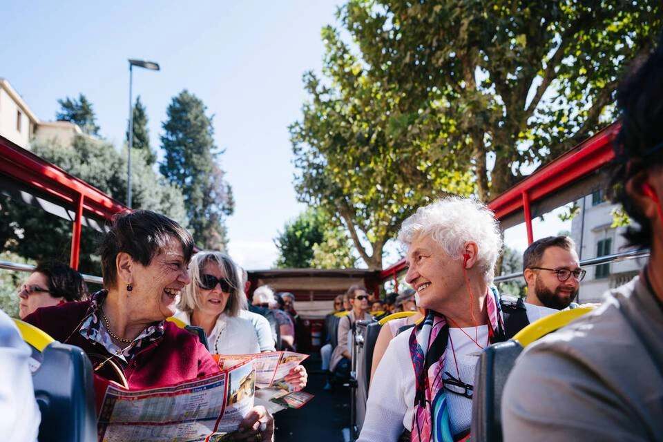 open-top City Sightseeing hop-on hop-off bus tour