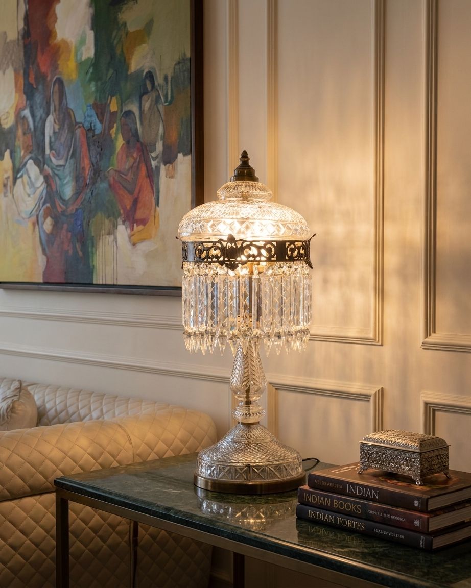 Cut Crystal Chandelier Table Lamp