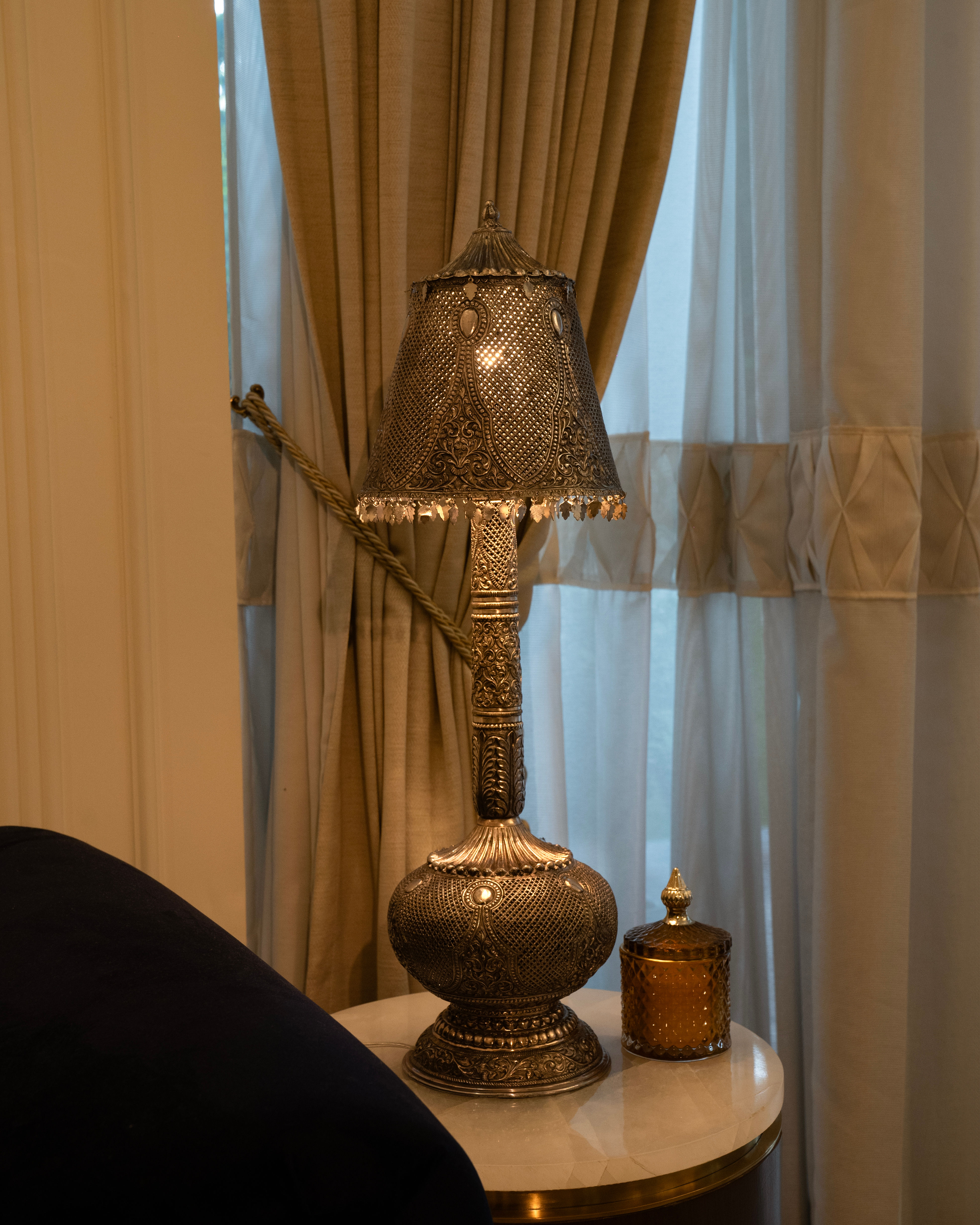 Moroccan Filigree Brass Table Lamp