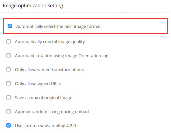 Automatic best image selection setting in ImageKit dashboard