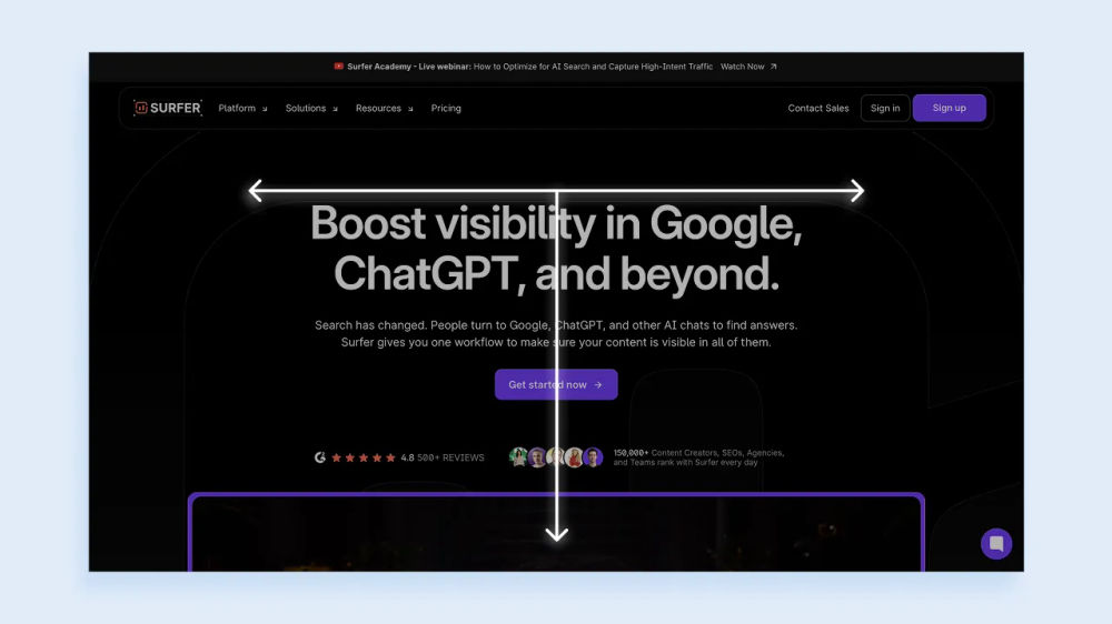 t-shape scan on a Surfer SEO