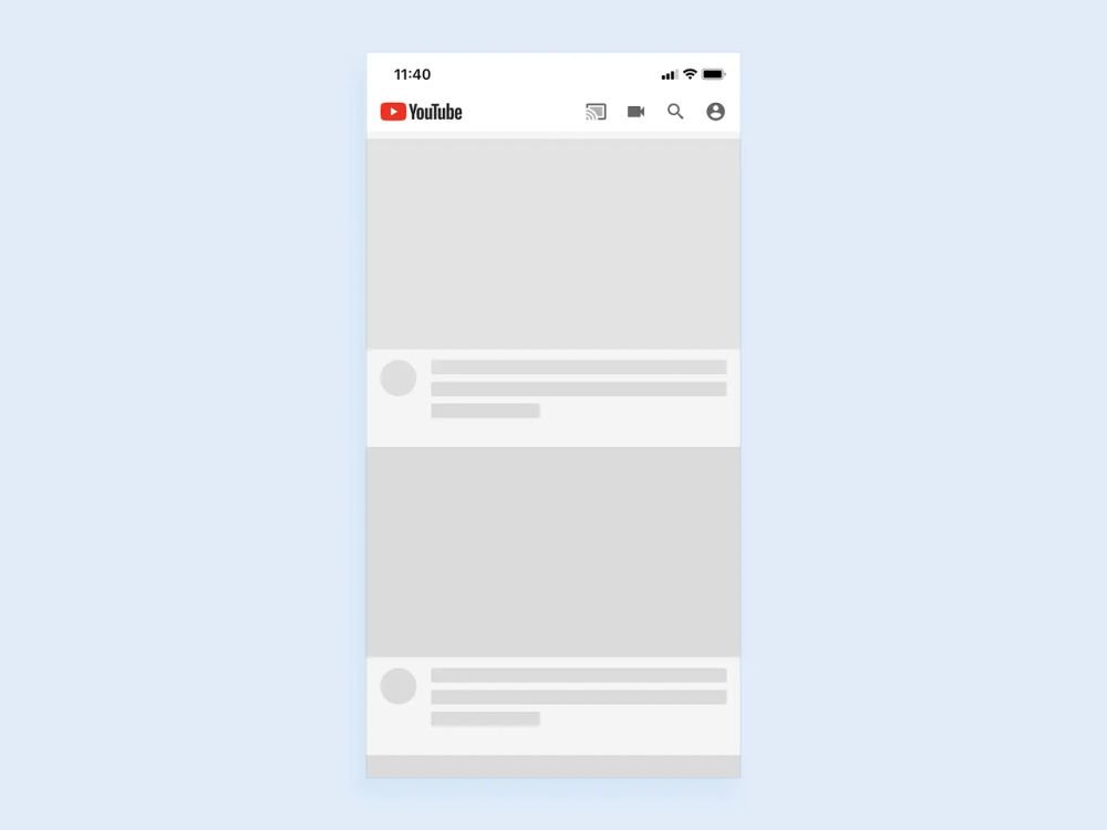 Skeleton loading in YouTube